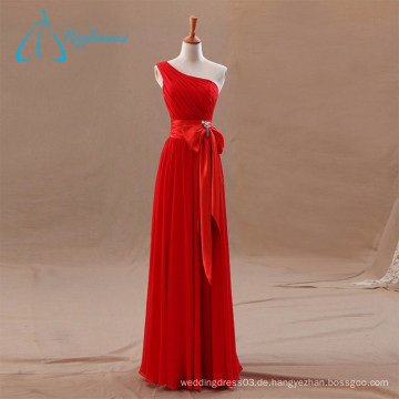 Chiffon- Pleat-Schärpe-Bogen-rotes Brautjunfer-Kleid-Großverkauf